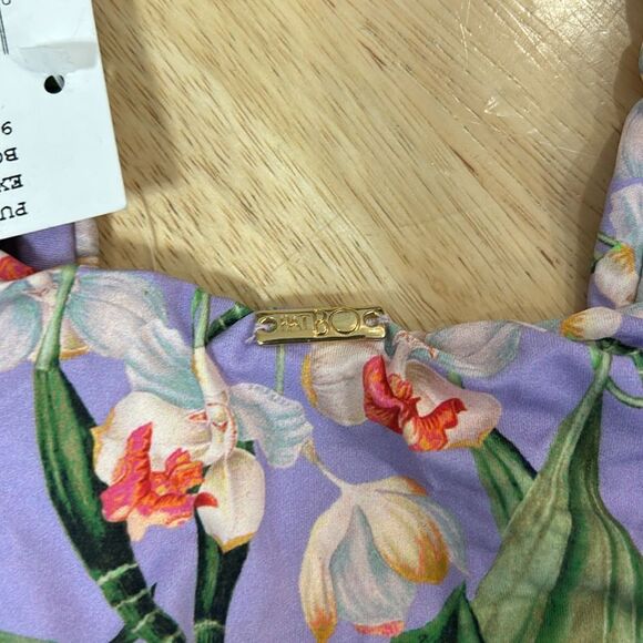 PatBO Floral Cross Front One-Piece Swimsuit Light Purple Size Large NWT - Picture 9 of 9